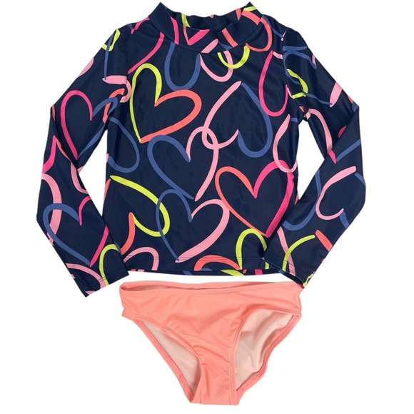 Carter's Other - Carters Girls 2 Piece Rashguard Swimsuit Set Hearts Size 7
